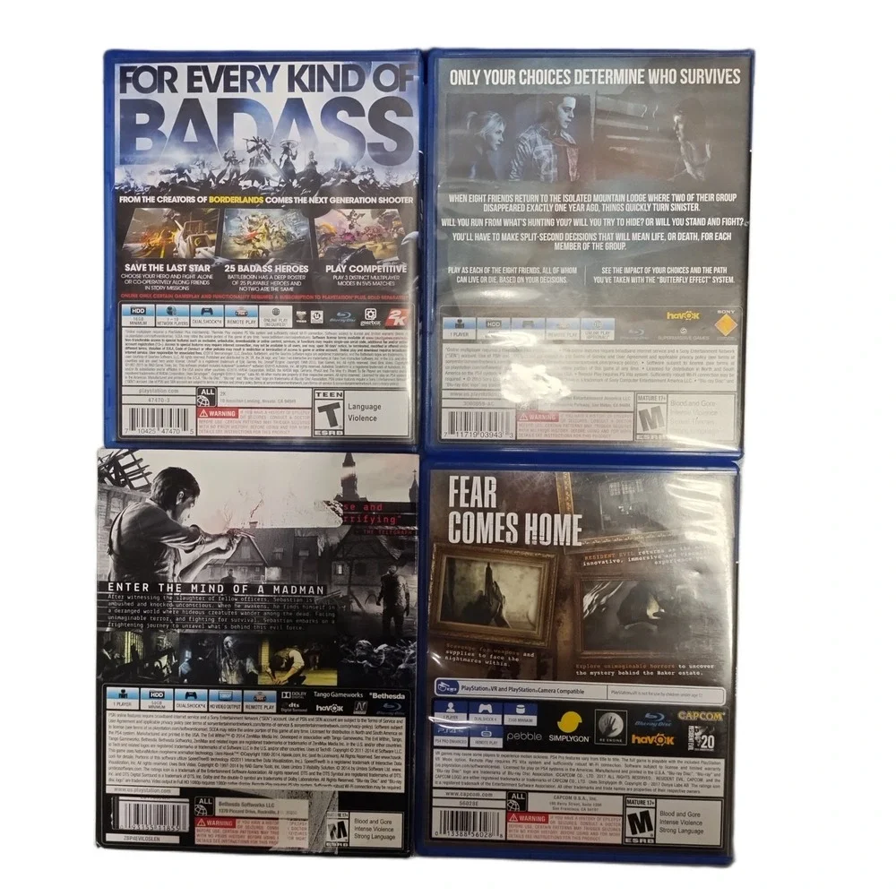 Lot of 4 PS4 Battleborn Until Dawn The Evil Within Resident Evil 7 Biohazard